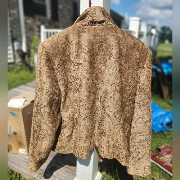 Womens Giancarlo Ferrari Vintage GOLD Jacket GYPSY Festival BOHO lined Zip - Picture 5 of 12